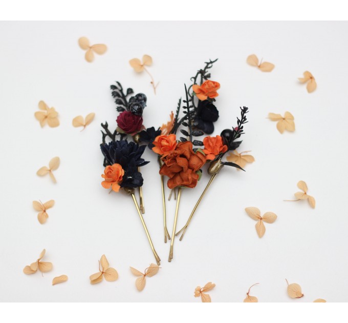 Bobby Pins in Black, Rust, Navy Blue, and Burgundy/Hair flowers