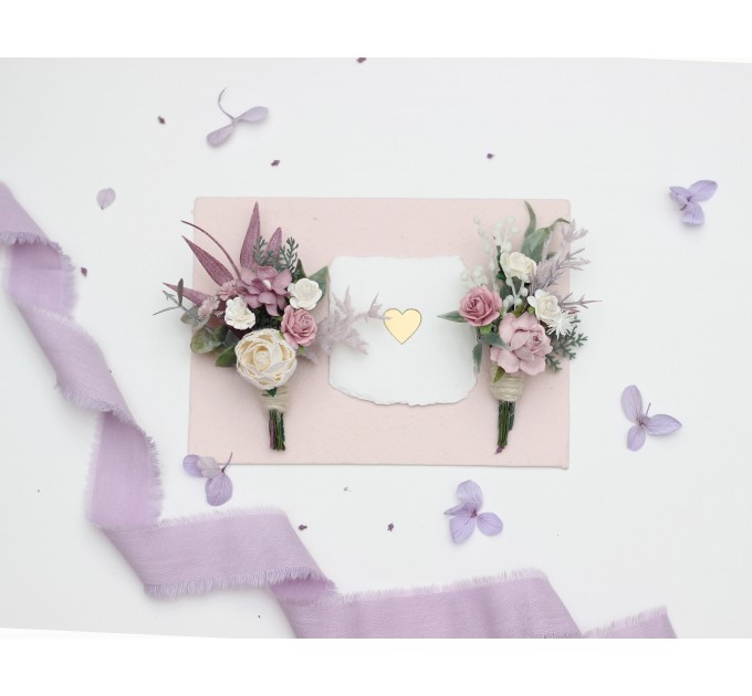 Charming Purple, Lavender & White Wedding Accessories – Boutonnieres