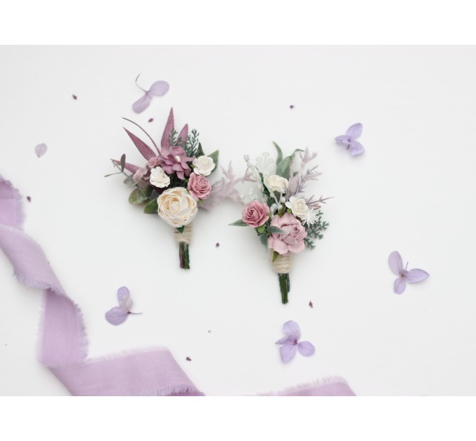 Charming Purple, Lavender & White Wedding Accessories – Boutonnieres