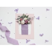 Lavender pocket flowers. Pocket boutonniere in lilac and white color scheme. Flower accessories. Square flowers. 5292