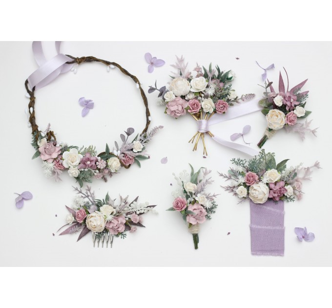 Charming Duste Purple, Lavender & White Wedding Accessories – Hair Comb