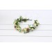 Elven Woodland Flower Crown with White and Yellow Daisies, Gold Twigs, and Green Gem