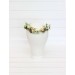 Elven Woodland Flower Crown with White and Yellow Daisies, Gold Twigs, and Green Gem