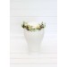 Elven Woodland Flower Crown with White and Yellow Daisies, Gold Twigs, and Green Gem