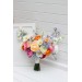 Colorful Bridal Bouquet – Orange, Peach, Dusty Blue, Ivory, and Pink Faux Flowers