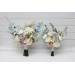 Blue, White & Beige Wedding Bouquet | Faux Wildflower Bridal & Bridesmaid Bouquet