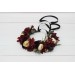 Burgundy black gold ivory flower crown. Hair wreath. Flower girl crown. Wedding flowers. 0032