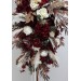  Flower arch arrangement in burgundy brown cream colors.  Arbor flowers. Floral archway. Faux flowers for wedding arch. 0041