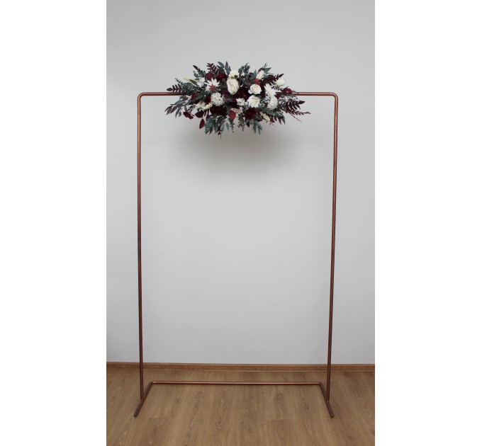  Flower arch arrangement in burgundy ivory colors.  Arbor flowers. Floral archway. Faux flowers for wedding arch. 0040