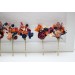 Set of 7 hair pins in orange burgundy navy blue color scheme. Hair accessories. Flower accessories for wedding. 0045