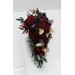 Wedding bouquets in burgundy black gold ivory  colors. Bridal bouquet. Cascading bouquet. Faux bouquet. Bridesmaid bouquet. 0032