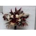 Wedding bouquets in burgundy brown cream colors. Bridal bouquet. Cascading bouquet. Faux bouquet. Bridesmaid bouquet. 0041