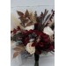 Wedding bouquets in burgundy brown cream colors. Bridal bouquet. Cascading bouquet. Faux bouquet. Bridesmaid bouquet. 0041