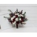 Wedding bouquets in burgundy ivory colors. Bridal bouquet. Cascading bouquet. Faux bouquet. Bridesmaid bouquet. 0040