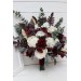 Wedding bouquets in burgundy ivory colors. Bridal bouquet. Cascading bouquet. Faux bouquet. Bridesmaid bouquet. 0040