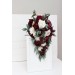 Wedding bouquets in burgundy ivory colors. Bridal bouquet. Cascading bouquet. Faux bouquet. Bridesmaid bouquet. 0040