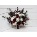 Wedding bouquets in burgundy ivory colors. Bridal bouquet. Cascading bouquet. Faux bouquet. Bridesmaid bouquet. 0040