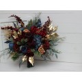 Wedding Bouquets in Burgundy, Navy Blue & Gold | Cascading Bridal & Bridesmaid Faux Bouquets