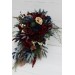 Wedding bouquets in burgundy navy blue gold colors. Bridal bouquet. Cascading bouquet. Faux bouquet. Bridesmaid bouquet. 0031