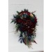 Wedding bouquets in burgundy navy blue gold colors. Bridal bouquet. Cascading bouquet. Faux bouquet. Bridesmaid bouquet. 0031