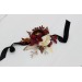  Wedding boutonnieres and wrist corsage  in burgundy brown cream color theme. Flower accessories. 0041