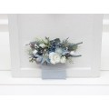 Pocket Boutonniere in Dusty Blue & White | Faux Flower Accessories