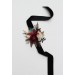 Wedding Boutonnieres & Wrist Corsage in Dark Teal, Burgundy, Black & Cream | Faux Flower Accessories