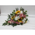 Cascade Bridal Bouquet with Sunflowers in Dusty Rose, White, Yellow & Silver | Artificial Wedding Flowers