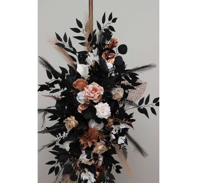 Flower Arch Arrangement in Dusty Rose, Black, Cinnamon & White | Wedding Arbor Flowers