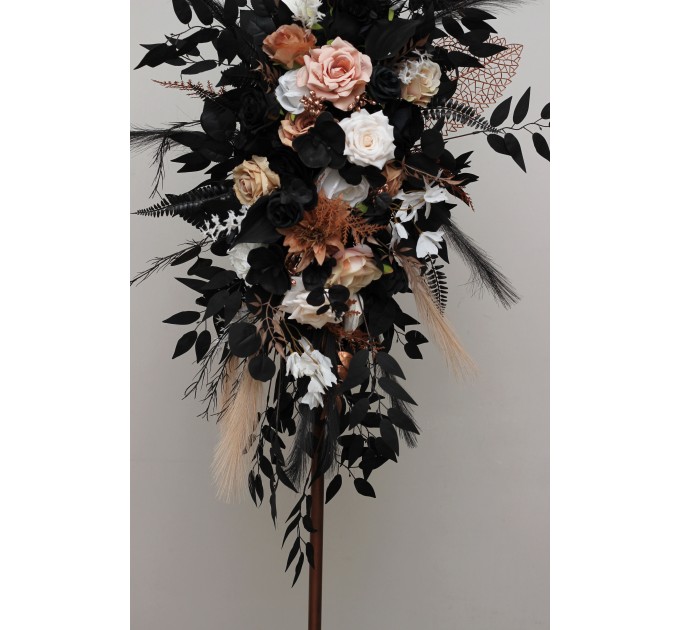 Flower Arch Arrangement in Dusty Rose, Black, Cinnamon & White | Wedding Arbor Flowers