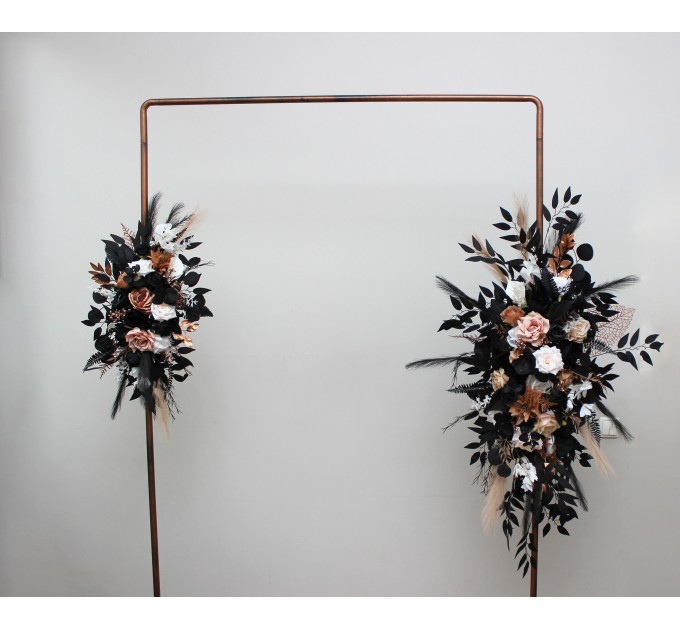 Flower Arch Arrangement in Dusty Rose, Black, Cinnamon & White | Wedding Arbor Flowers