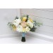 Spring & Summer Wedding Bouquets in Peach, Yellow & Dusty Blue | Faux Cascading Bridal & Bridesmaid Bouquets