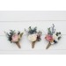 Wedding Boutonnieres & Wrist Corsages in Dusty Mauve, Dusty Blue & Ivory