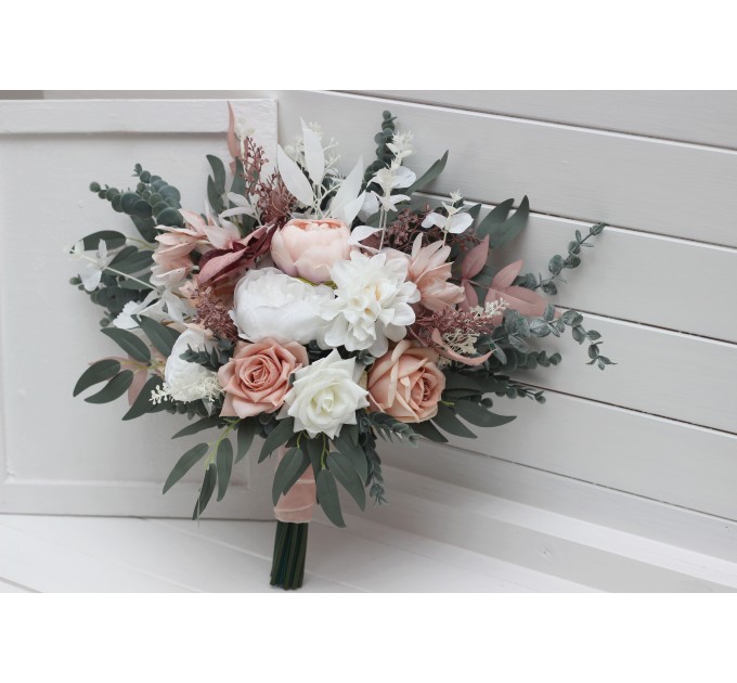 Wedding Bouquets in White & Blush Pink | Faux Bridal & Bridesmaid Bouquets