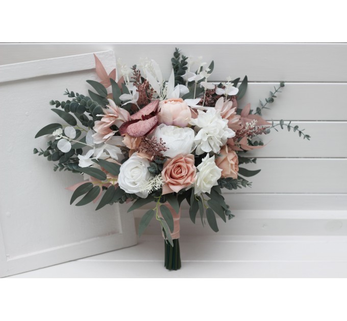 Wedding Bouquets in White & Blush Pink | Faux Bridal & Bridesmaid Bouquets