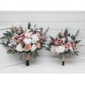Wedding Bouquets in White & Blush Pink | Faux Bridal & Bridesmaid Bouquets