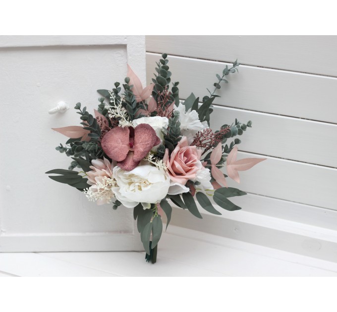 Wedding Bouquets in White & Blush Pink | Faux Bridal & Bridesmaid Bouquets