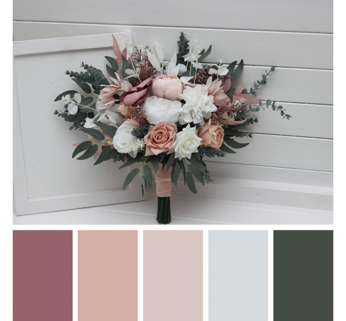 Wedding Bouquets in White & Blush Pink | Faux Bridal & Bridesmaid Bouquets