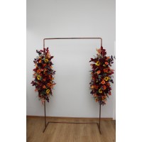 Sunflowers floral arch arrangement .Burgundy orange purple flowers. Fall archway. Faux wedding flower decor . Pergola flowers Fireplace flowers. 5385