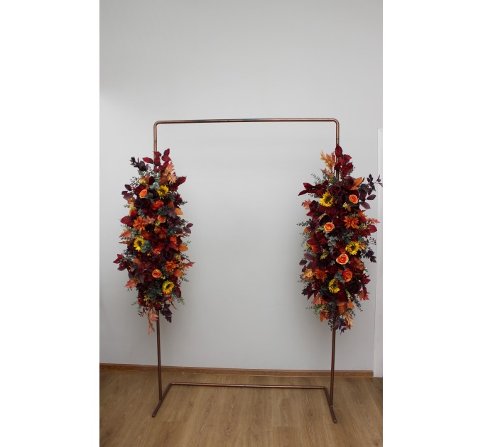 Sunflower Floral Arch Arrangement | Burgundy, Orange & Purple Fall Wedding Decor