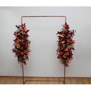 Sunflowers floral arch arrangement .Burgundy orange purple flowers. Fall archway. Faux wedding flower decor . Pergola flowers Fireplace flowers. 5385