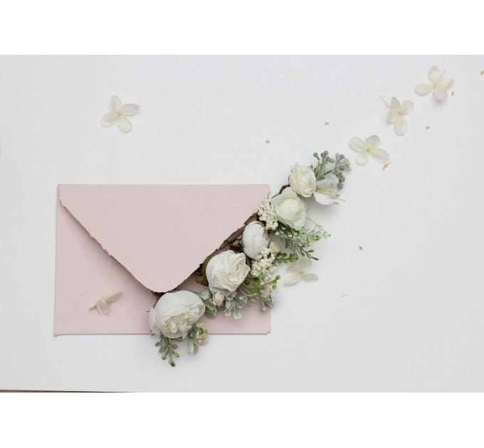 Set of 5 Hair Pins in White, Ivory & Cream | Wedding Flower Accessories