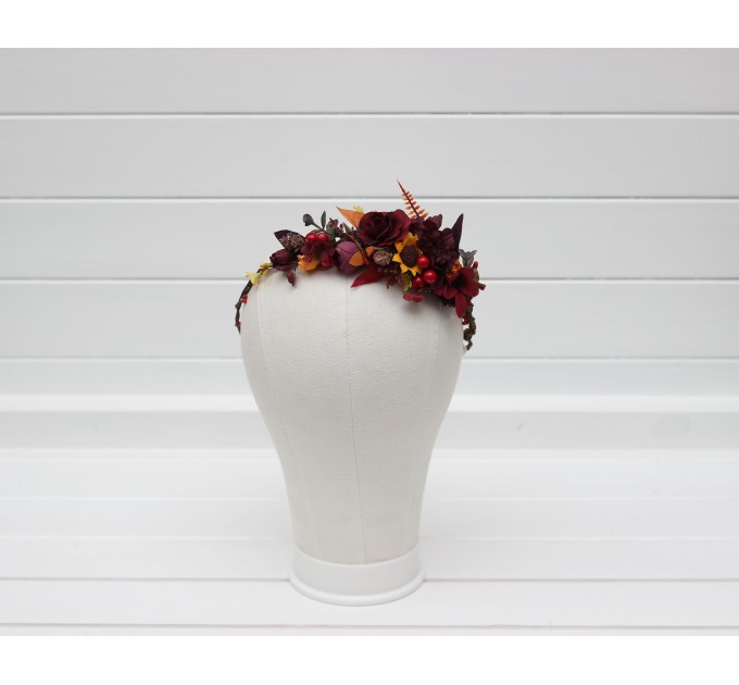 Purple, Burgundy & Orange Flower Crown | Sunflower Headband for Fall Weddings