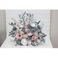Standing flowers in dusty blue blush pink white color scheme. Aisle flowers. Wedding decorations. Floor flowers. 0509