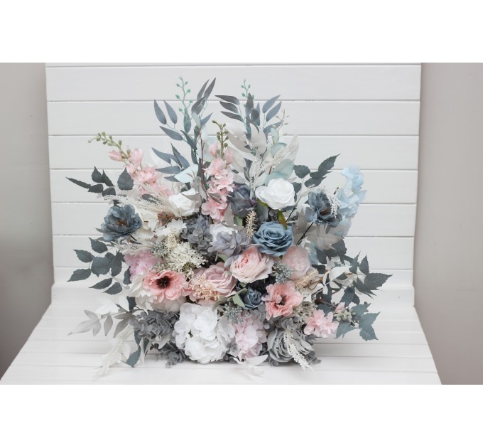 Standing Flowers in Dusty Blue, Blush Pink & White | Wedding Aisle & Floor Flowers
