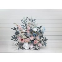 Standing flowers in dusty blue blush pink white color scheme. Aisle flowers. Wedding decorations. Floor flowers. 0509