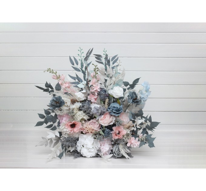 Standing Flowers in Dusty Blue, Blush Pink & White | Wedding Aisle & Floor Flowers