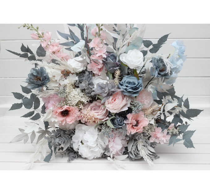 Standing Flowers in Dusty Blue, Blush Pink & White | Wedding Aisle & Floor Flowers