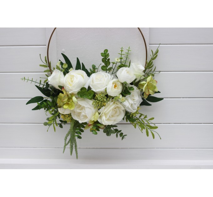 White & Green Flower Hoop | Alternative Bridesmaid Bouquet & Floral Backdrop Ring