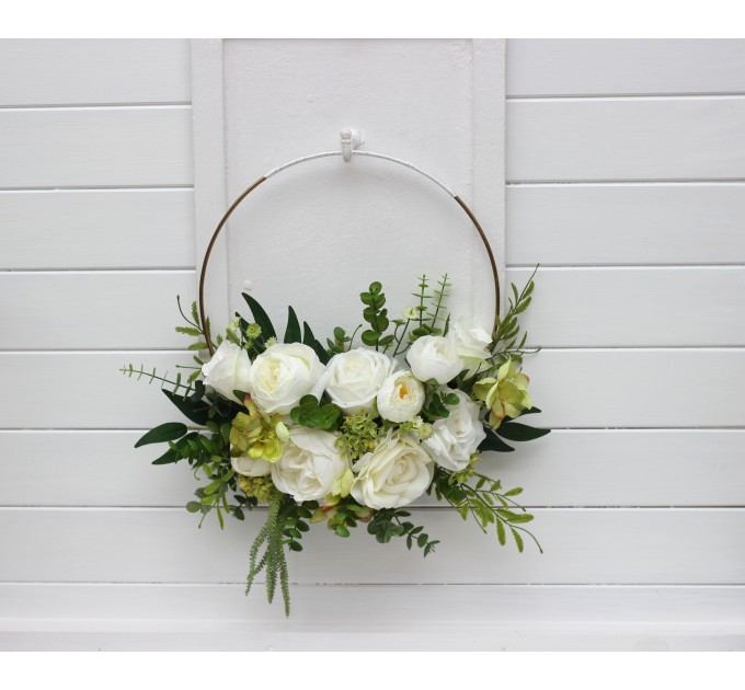 White & Green Flower Hoop | Alternative Bridesmaid Bouquet & Floral Backdrop Ring